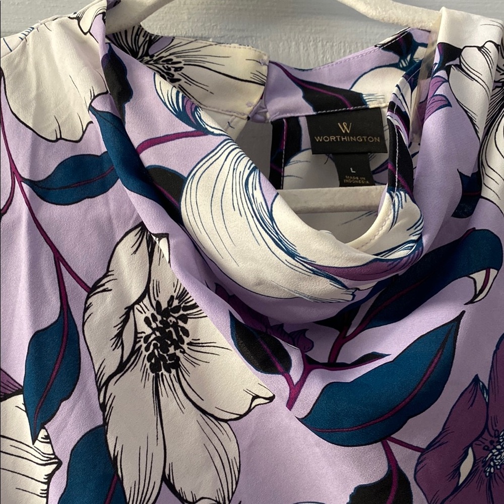 Floral Women's Worthington Top - Purple and White - Picture 3 of 9
